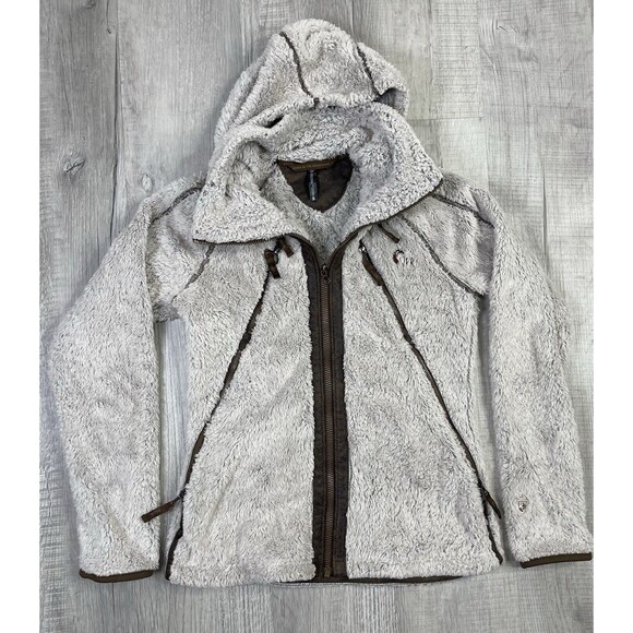 Kuhl Womens Flight High Pile Sherpa Fleece Jacket Size S Stone Hooded Outdoors R - Picture 1 of 9
